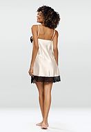 Romantic nightie, satin, thin shoulder straps, floral lace, small bow